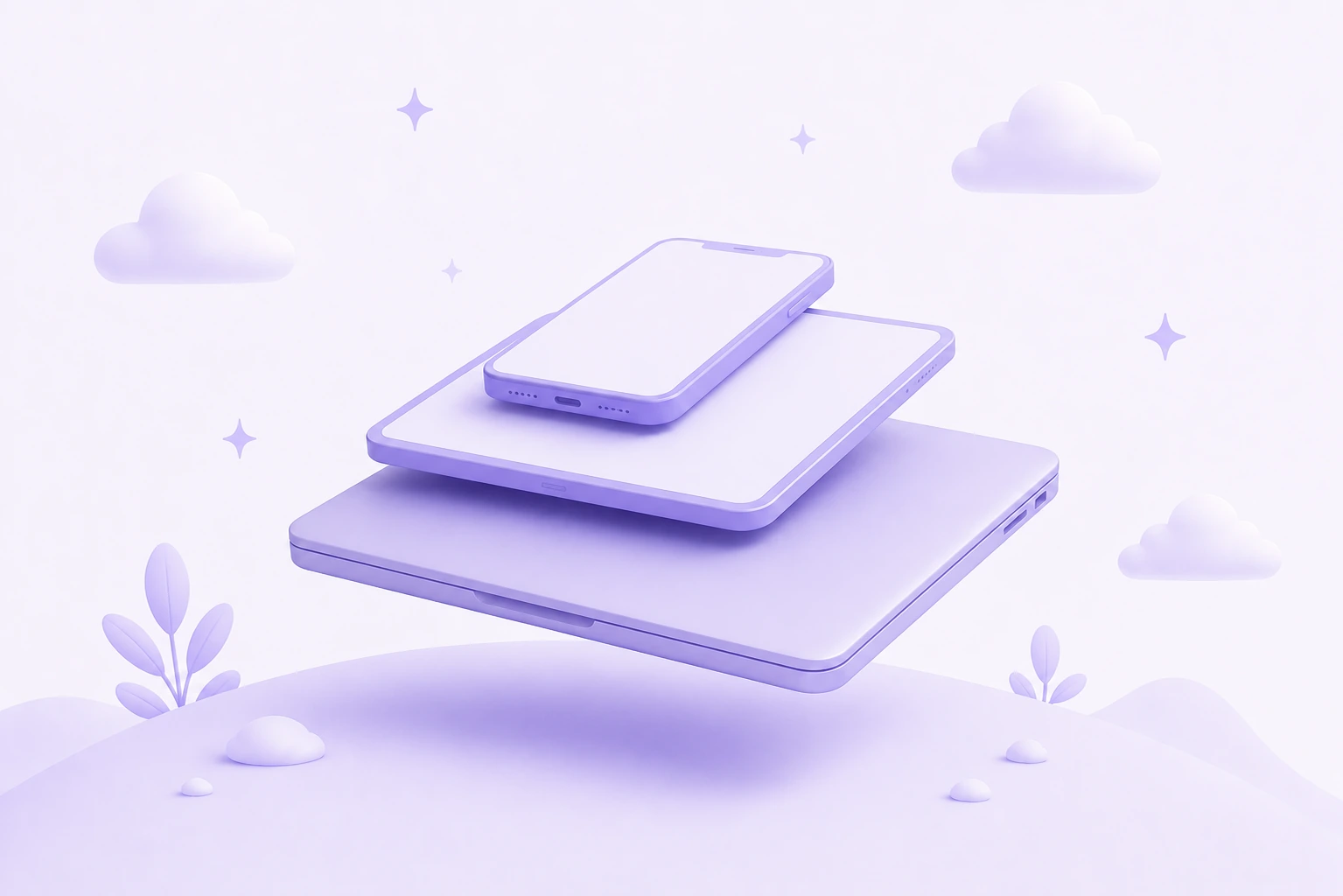 Téléphone, tablette et ordinateur portable empilés : les trois écrans sur lesquels une formation mScriba se suit sans rien installer.